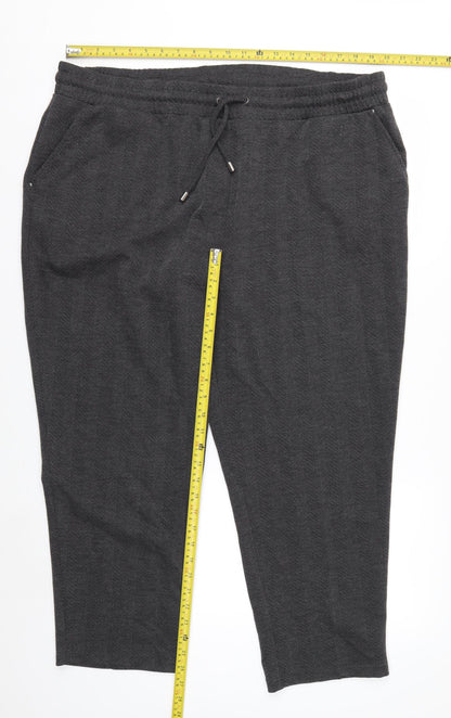 Bonmarché Womens Grey Herringbone Straight Leg Trousers Size 22