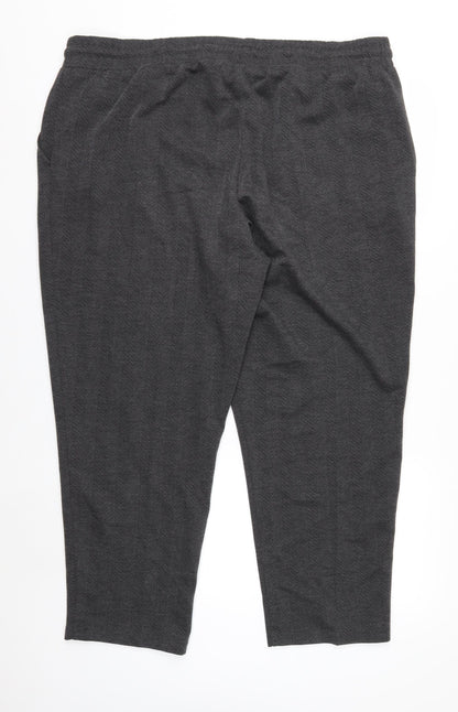 Bonmarché Womens Grey Herringbone Straight Leg Trousers Size 22