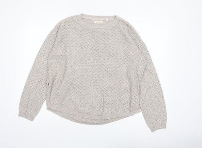 Fat Face Women’s Beige Knit Crew Neck Jumper UK 16 Cotton Blend