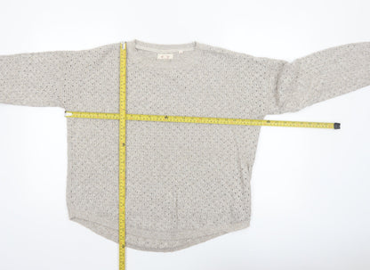 Fat Face Women’s Beige Knit Crew Neck Jumper UK 16 Cotton Blend