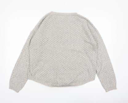 Fat Face Women’s Beige Knit Crew Neck Jumper UK 16 Cotton Blend