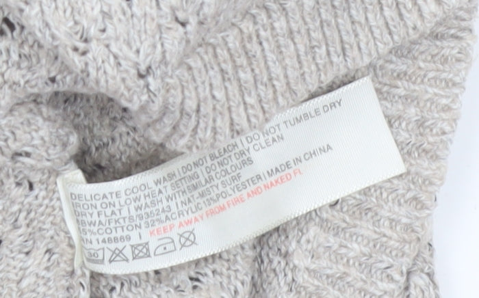 Fat Face Women’s Beige Knit Crew Neck Jumper UK 16 Cotton Blend