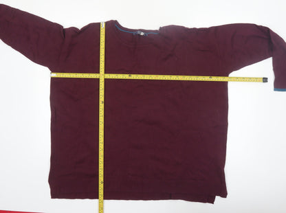 Joules Women Burgundy Knit Pullover Jumper UK 18 Acrylic Cotton Blend