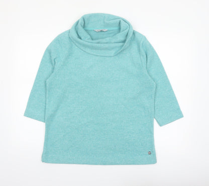 Penny Plain Women Blue Cowl Neck 3/4 Sleeve Pullover Sweatshirt Size 16