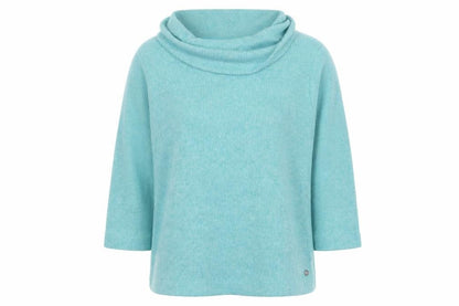 Penny Plain Women Blue Cowl Neck 3/4 Sleeve Pullover Sweatshirt Size 16