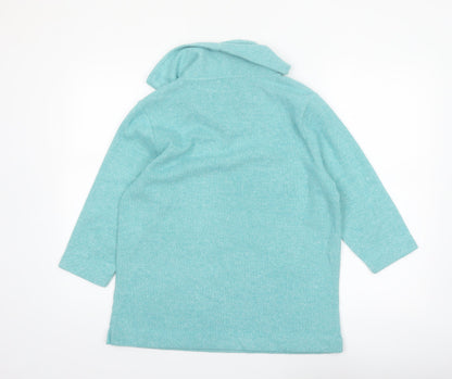 Penny Plain Women Blue Cowl Neck 3/4 Sleeve Pullover Sweatshirt Size 16