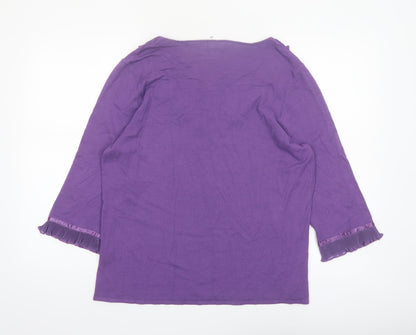 Marks and Spencer Per Una Women’s Purple Ruffle V-Neck Jumper Size 20