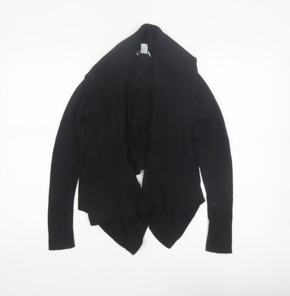 DKNY Womens Black XS Open Front Cotton Acrylic Cardigan
