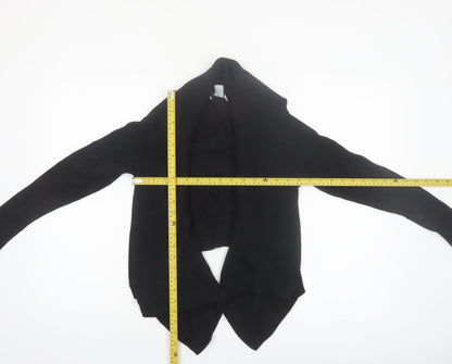 DKNY Womens Black XS Open Front Cotton Acrylic Cardigan