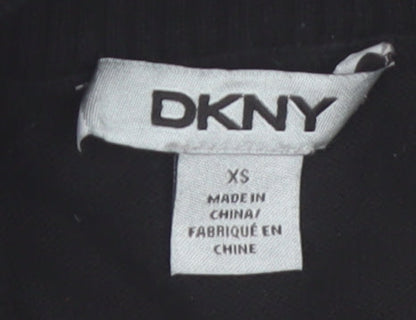 DKNY Womens Black XS Open Front Cotton Acrylic Cardigan