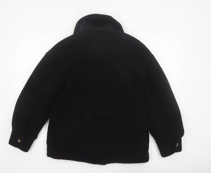 Pimkie Women's Black Fleece Button Coat Size 10 Classic Style