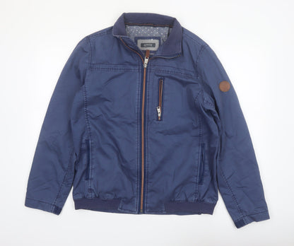 Arrow Men's Blue Cotton Bomber Jacket Size M Full Zip Casual