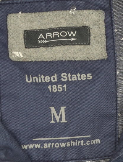 Arrow Men's Blue Cotton Bomber Jacket Size M Full Zip Casual