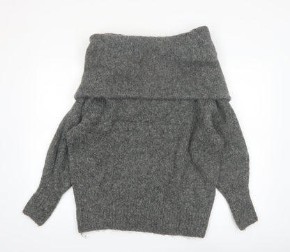 H&M Womens Grey Cowl Neck Long Sleeve Knit Jumper Size L