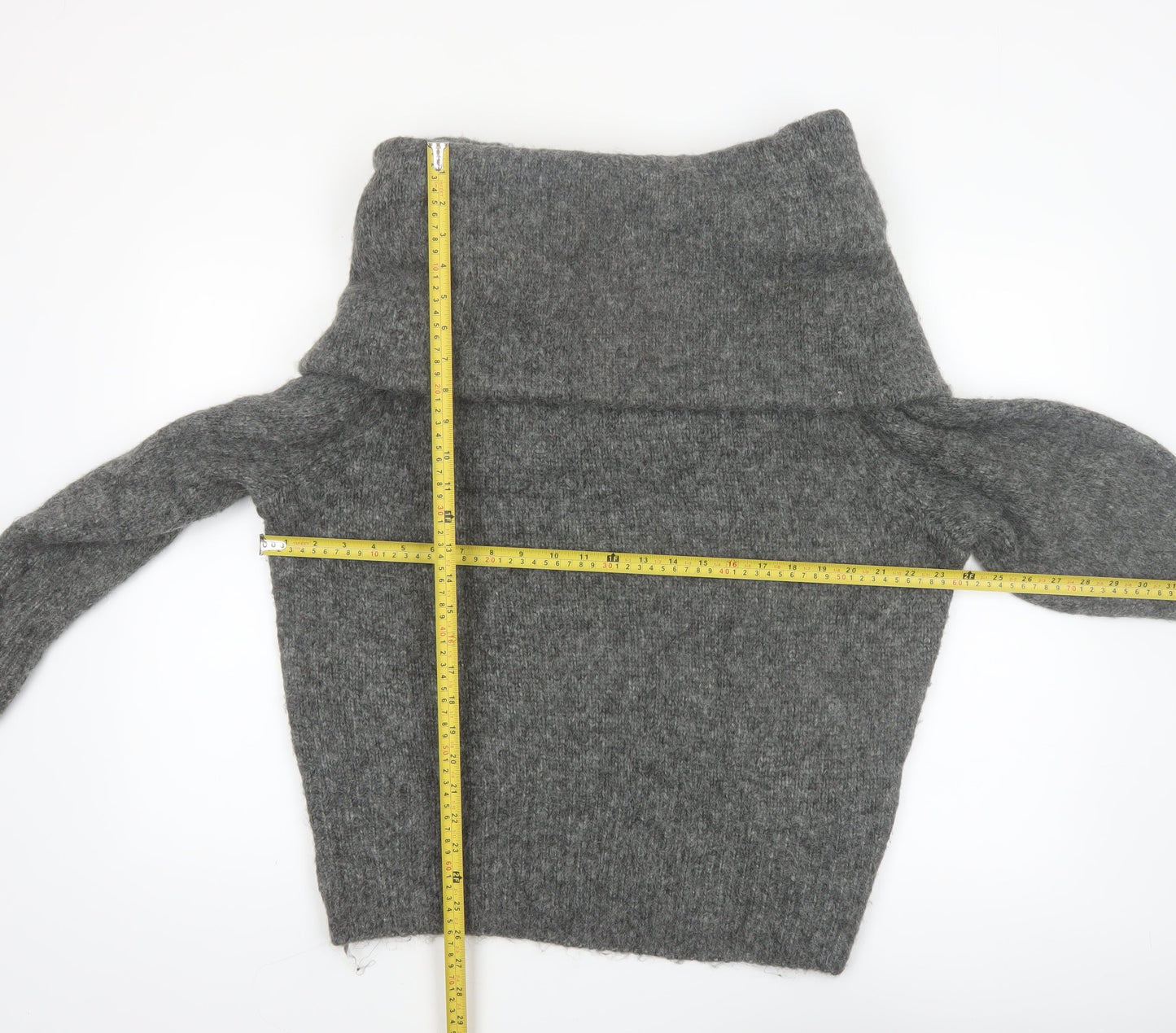 H&M Womens Grey Cowl Neck Long Sleeve Knit Jumper Size L