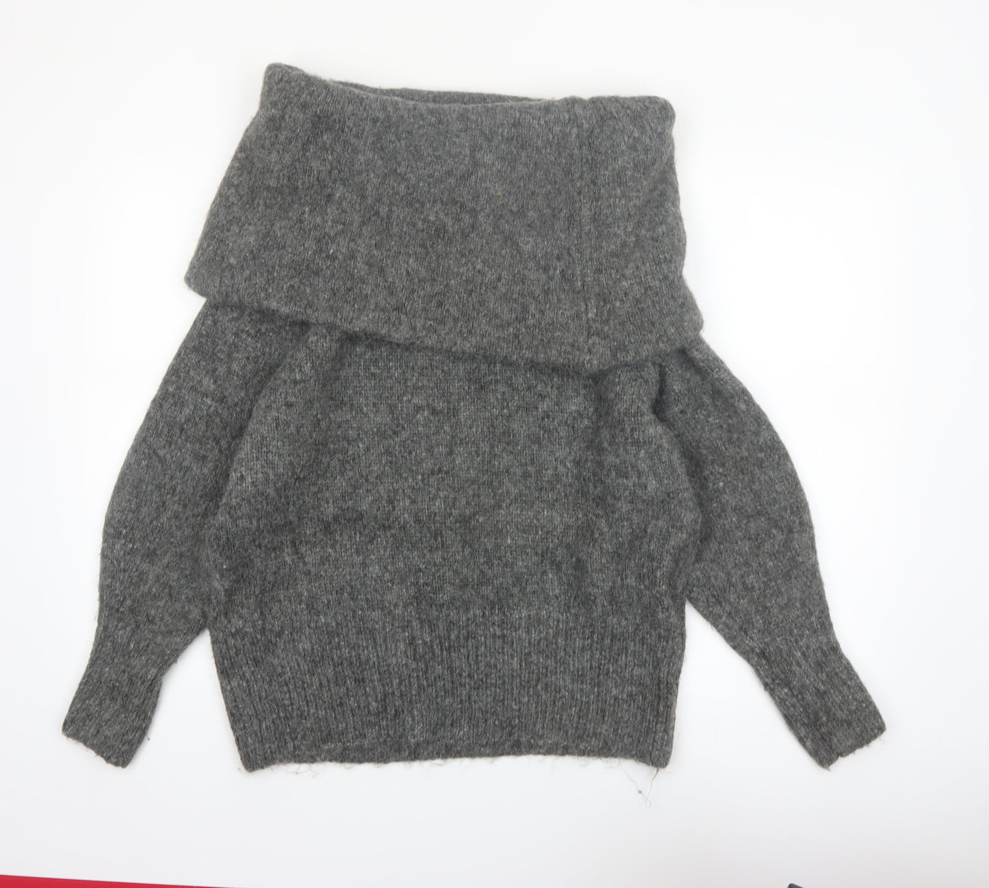 H&M Womens Grey Cowl Neck Long Sleeve Knit Jumper Size L
