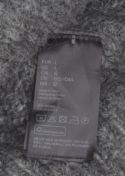 H&M Womens Grey Cowl Neck Long Sleeve Knit Jumper Size L