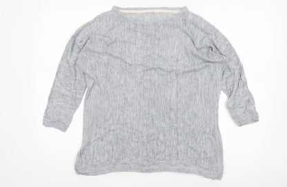 White Stuff Women’s Grey Linen Cotton Boat Neck Jumper Size 12