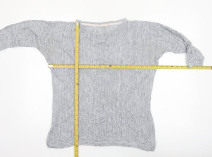 White Stuff Women’s Grey Linen Cotton Boat Neck Jumper Size 12