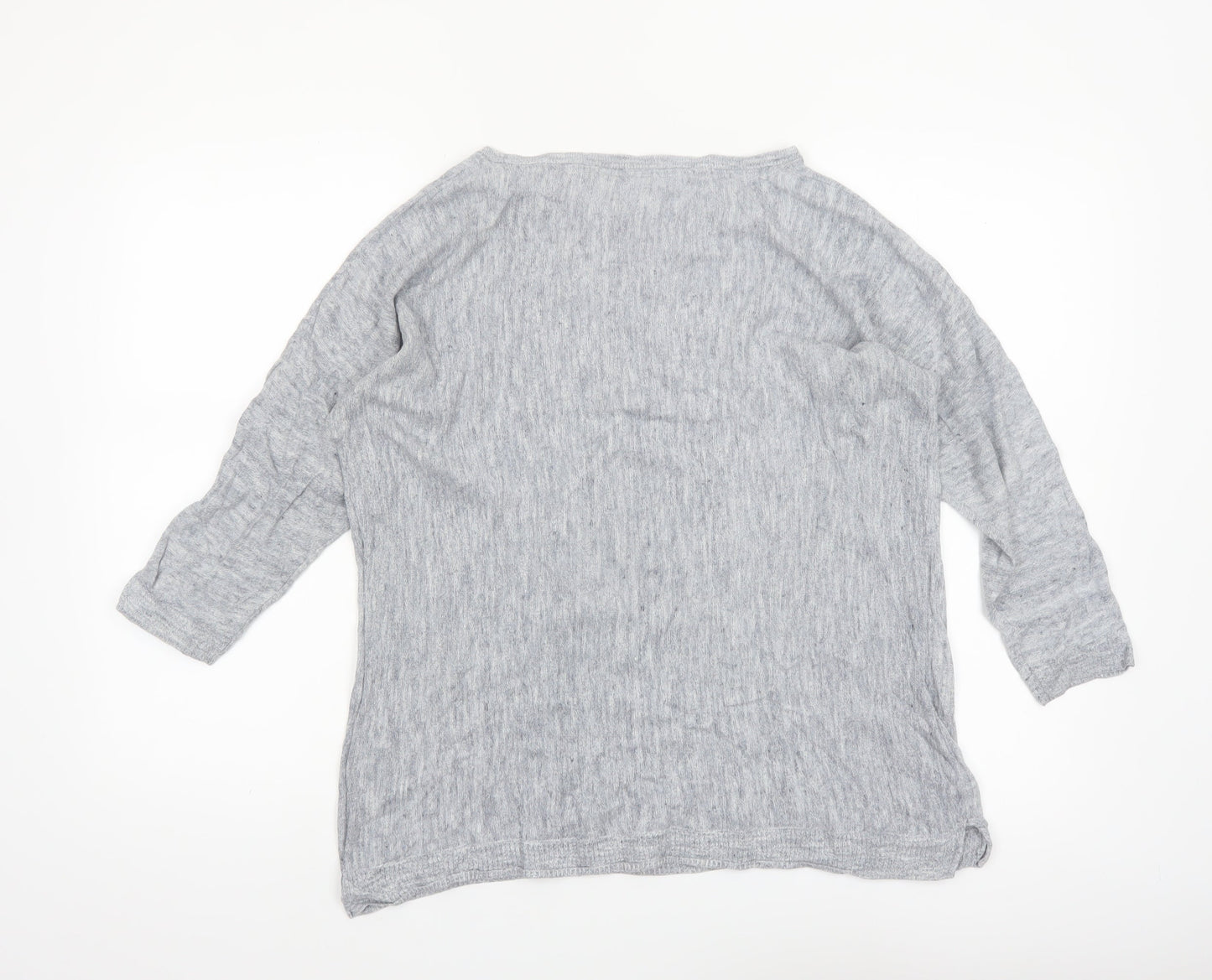 White Stuff Women’s Grey Linen Cotton Boat Neck Jumper Size 12