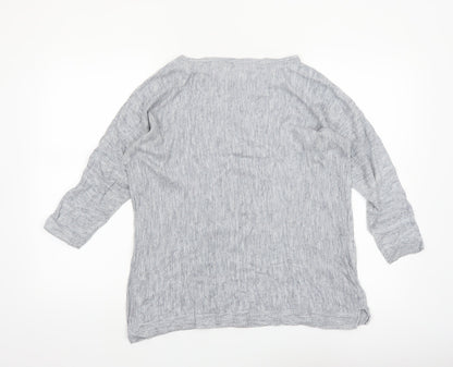 White Stuff Women’s Grey Linen Cotton Boat Neck Jumper Size 12