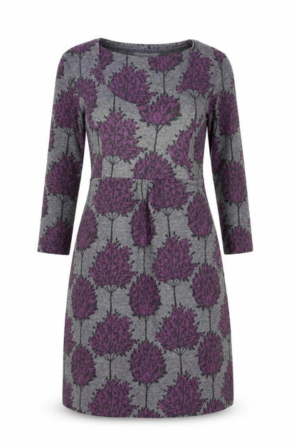 Lily & Me Womens Grey Floral Shift Dress Size 10 3/4 Sleeve Autumn