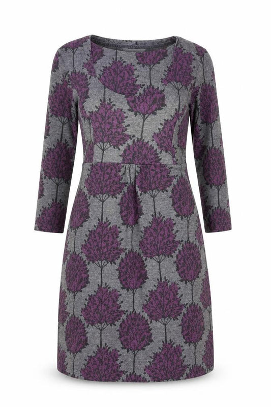 Lily & Me Womens Grey Floral Shift Dress Size 10 3/4 Sleeve Autumn
