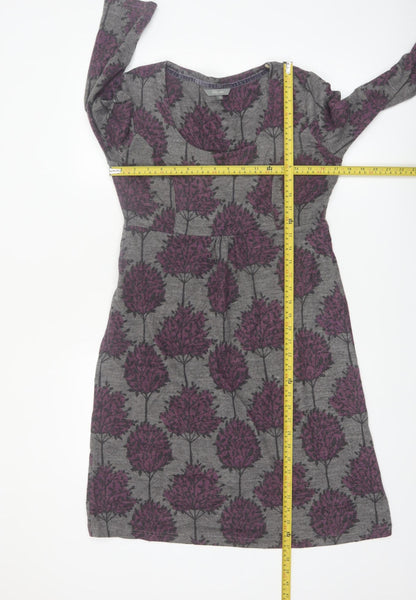 Lily & Me Womens Grey Floral Shift Dress Size 10 3/4 Sleeve Autumn