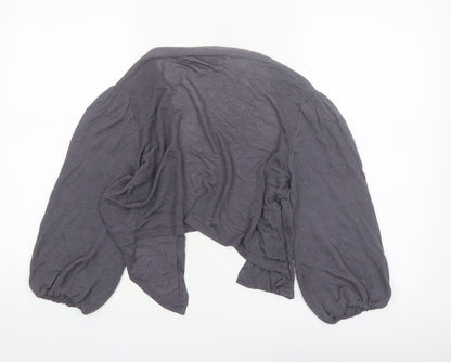 Monsoon Women Grey Size 14 Open Knit Viscose Cardigan