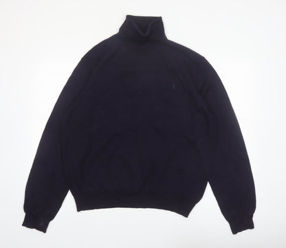 Ralph Lauren Men's Blue Roll Neck Merino Wool Jumper 2XL
