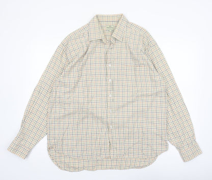 Hoggs of Fife Men's Beige Check Long Sleeve Button-Up Shirt L