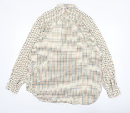 Hoggs of Fife Men's Beige Check Long Sleeve Button-Up Shirt L