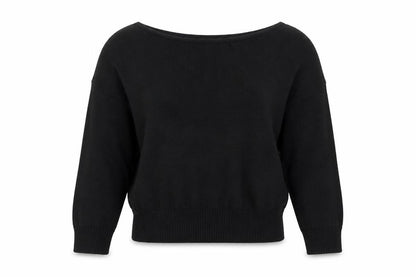 PRETTYLITTLETHING Women Black L Knit Long Sleeve Boat Neck Jumper