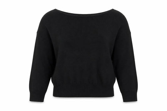 PRETTYLITTLETHING Women Black L Knit Long Sleeve Boat Neck Jumper