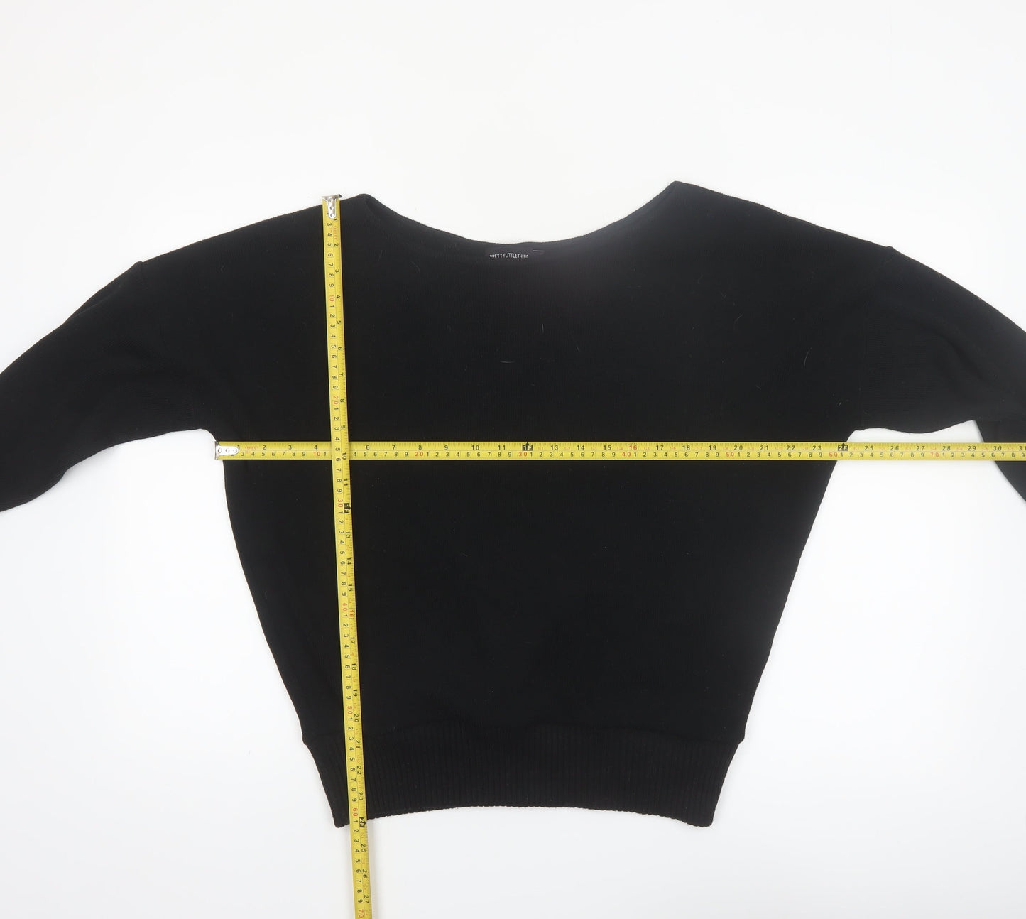 PrettyLittleThing Women Black L Knit Long Sleeve Boat Neck Jumper