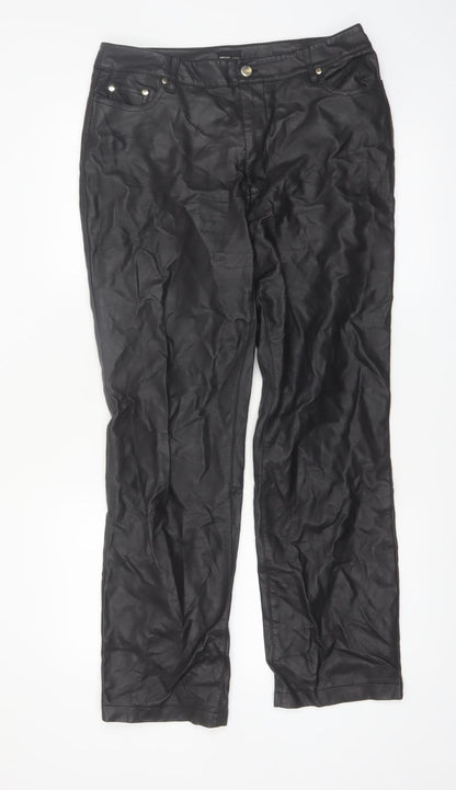 River Island Women’s Black Faux Leather Slim Trousers Size 14