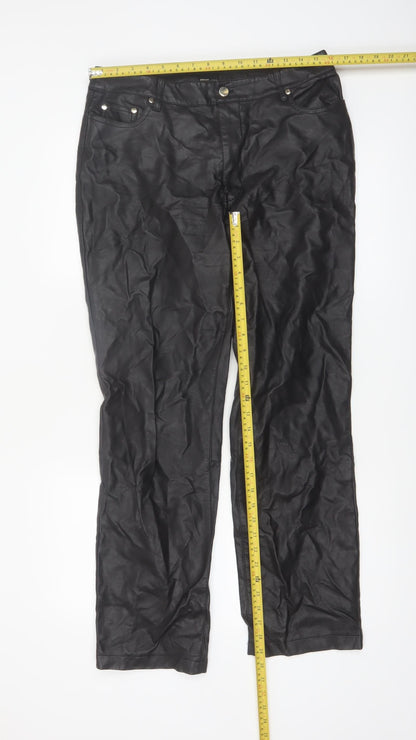 River Island Women’s Black Faux Leather Slim Trousers Size 14