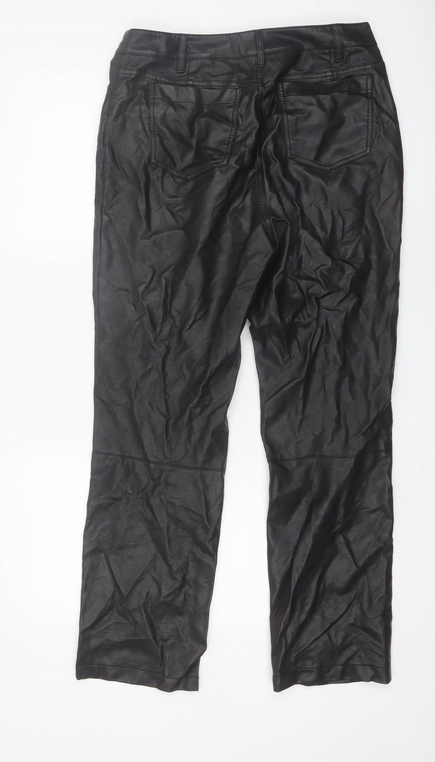 River Island Women’s Black Faux Leather Slim Trousers Size 14