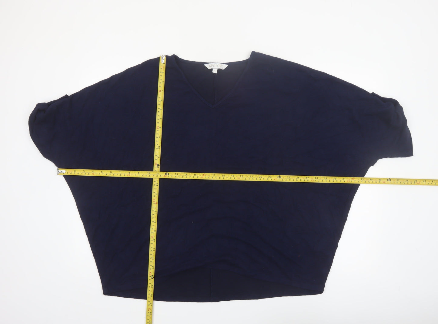 Apricot Women Blue V-Neck Relaxed Knit Pullover Jumper XL