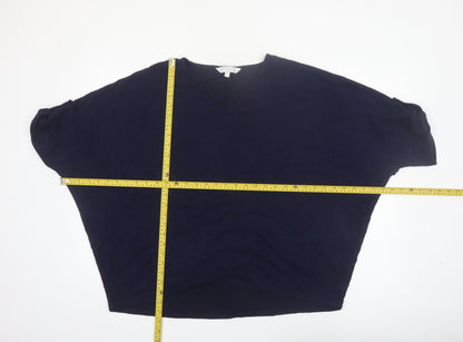 Apricot Women Blue V-Neck Relaxed Knit Pullover Jumper XL