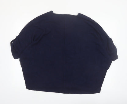 Apricot Women Blue V-Neck Relaxed Knit Pullover Jumper XL