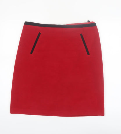 Marks and Spencer Women’s Red Pencil Skirt Size 14 Wool Blend