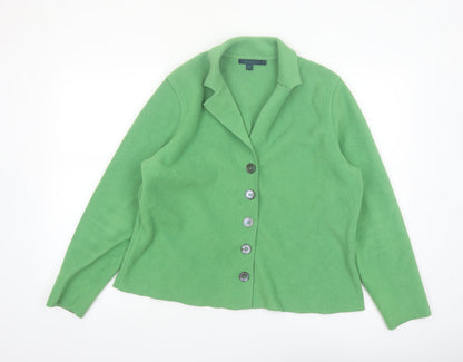 Boden Women's Green Fleece Collared Button Cardigan Size 16