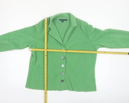 Boden Women's Green Fleece Collared Button Cardigan Size 16