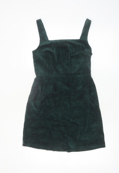 Topshop Tall Green Corduroy Pinafore Dress UK 8 Women's Short