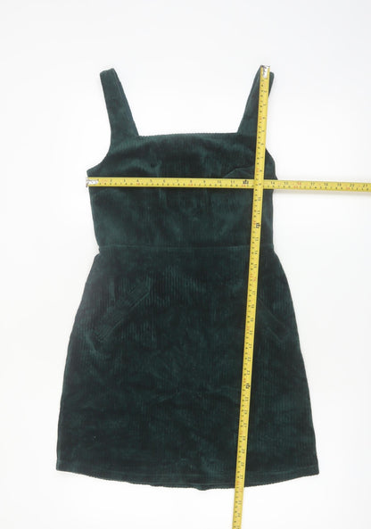 Topshop Tall Green Corduroy Pinafore Dress UK 8 Women's Short