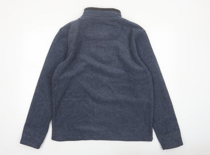 Weird Fish Mens Blue 1/4 Zip Mock Neck Pullover Sweatshirt Size M