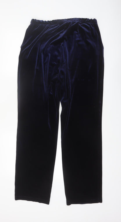 Lands' End Women's Blue Velvet Straight Trousers Size M
