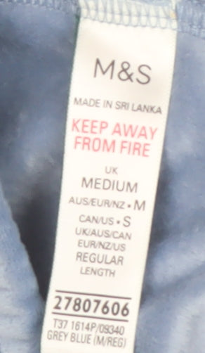 Marks and Spencer Women Blue Velour Polka Dot Pyjama Pants M