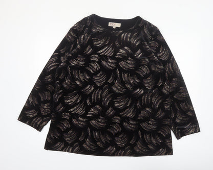 EWM Women's Black Velvet Glitter Tunic Blouse Size L
